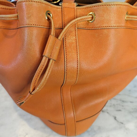 HERMES Vintage Market GM Shoulder Bag Orange Gulliver Leather Circle M 1983 RARE - Picture 8 of 16